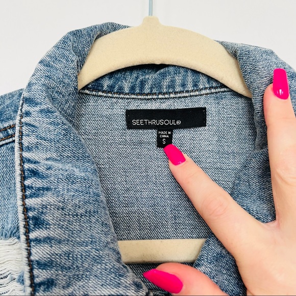 Nordstrom Distressed Denim Jacket - Picture 4 of 7